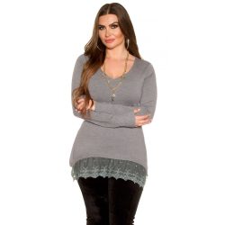 Szürke női kötött pulóver