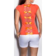 Korall női rövid ujjú póló hátán masnival