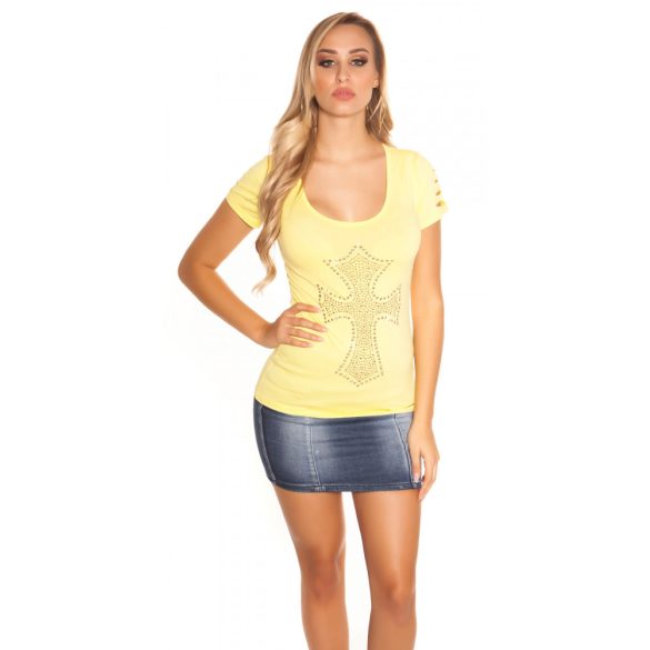 Sárga női rövid ujjú póló