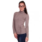 Homok színű női kötött garbó nyakú pulóver