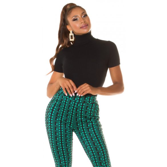 Zöld fekete mintás női nadrág