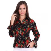 Fekete virágmintás női ing