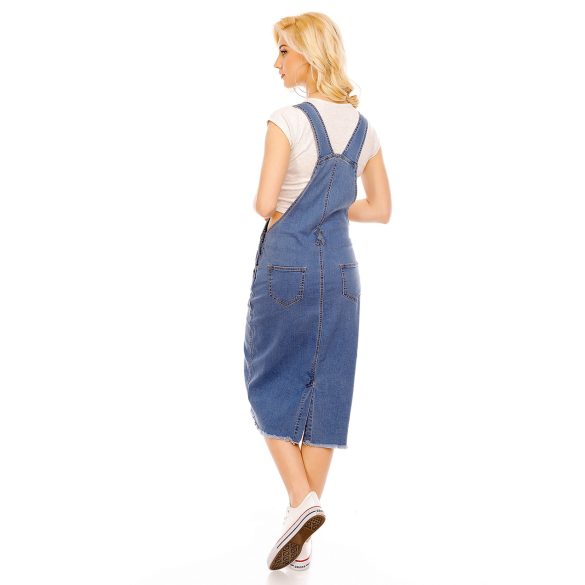 Kék női kantáros farmer ruha
