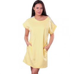Sárga női tunika-ruha gyöngyökkel
