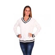 Fehér női kötött pulóver