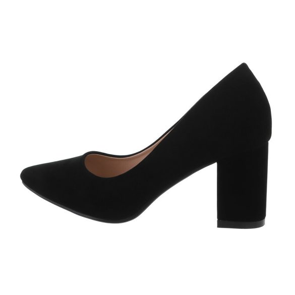 Fekete női klasszikus kocka sarkú cipő