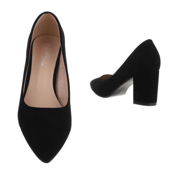 Fekete női klasszikus kocka sarkú cipő
